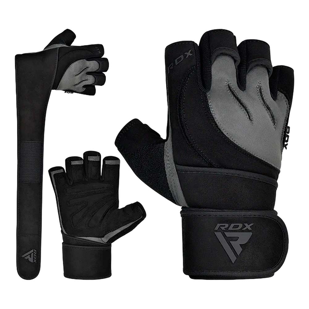 GUANTES P/PESAS RDX GRIS/NEGRO PLUS-XL WGM-L4G-XL+