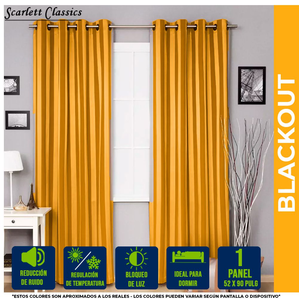 CORTINA P/SALA BLACKOUT AMANDA 52 X 90 PULG AMARILLO NV-1292