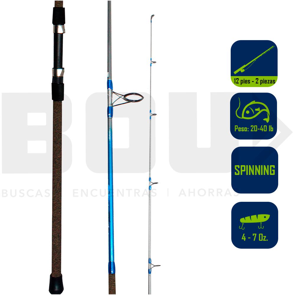 CAÑA PESCA SPINNING HURRICANE BLUEFIN SURF 12PIES 20-40 LB 2PC BF-122MHSPF