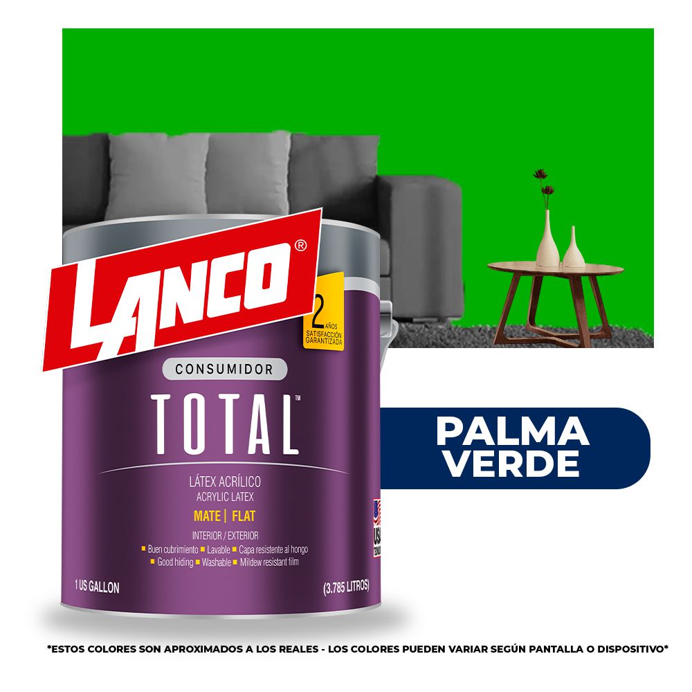 PINTURA TOTAL ACRILICA LATEX PALMA VERDE GLN TL3469