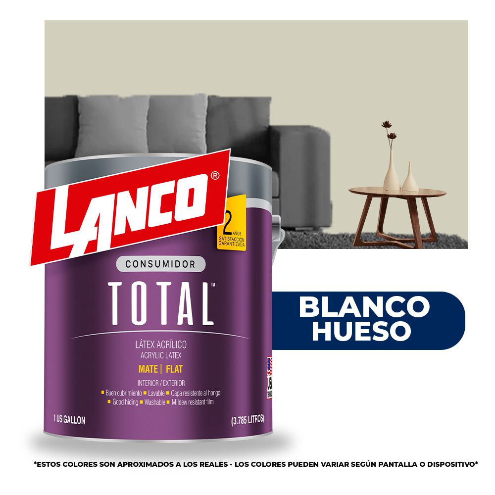 PINTURA TOTAL ACRILICA LATEX BLANCO HUESO GLN TL1439