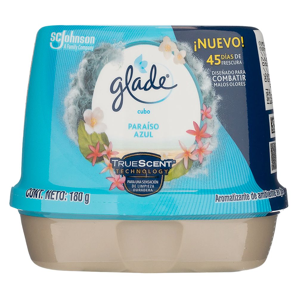 AROMATIZANTE GLADE CUBO PARAISO AZUL 180GR