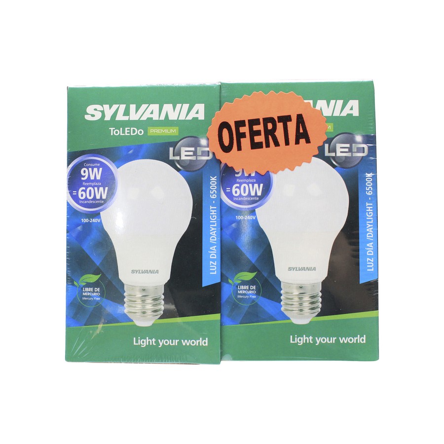 FOCO LED 9W 120-240V E27 65K (2 PACK) SYLVANIA