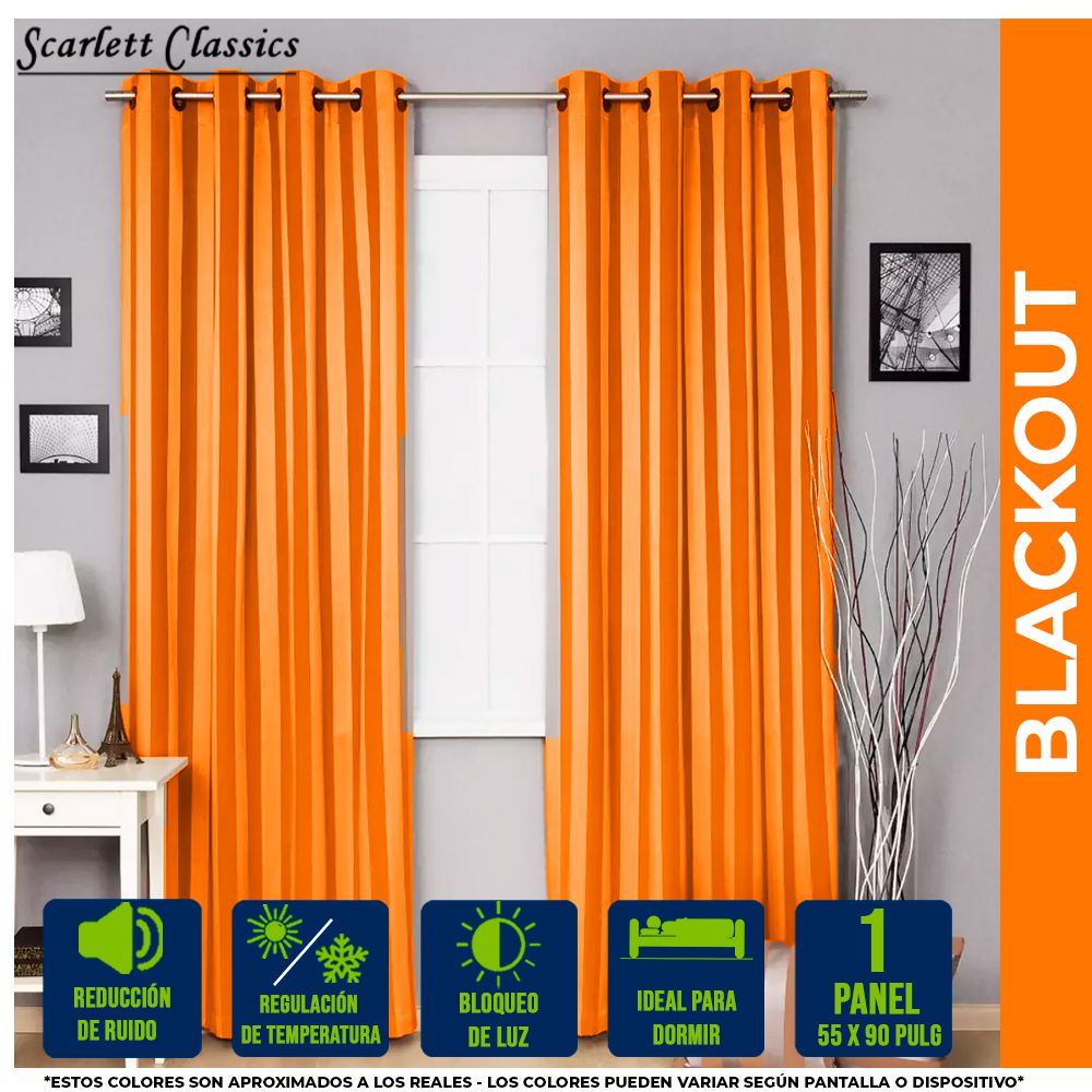 CORTINA P/SALA BLACKOUT AMANDA 55 X 90 PULG NARANJA NV-970