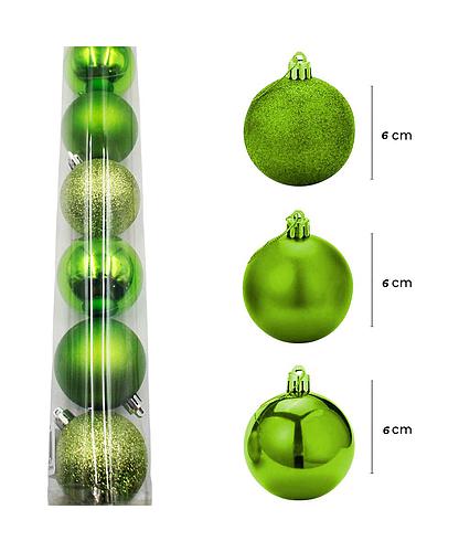 BOLAS NAVIDEÑAS VERDES 60MM SET 12PCS XMB-419